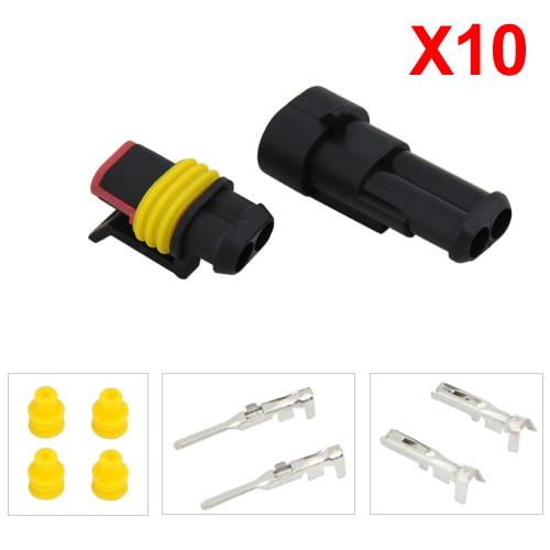 20 SET Car Waterproof Electrical Wire Cable Automotive Connector 2Pin Way Plug